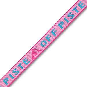 Cinta con texto "Off piste" Rosa claro-azul cyan-magenta