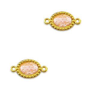 Entrepiezas acero Inox zirc&oacute;n &oacute;valo Dorado-naranja claro