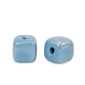 Abalorios de cer&aacute;mica griega DQ cubo 7mm Azul intenso