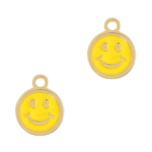 Colgantes met&aacute;licos DQ smiley Dorado-amarillo amanecer brillante (sin n&iacute;quel)