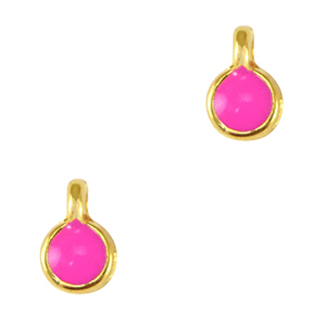 Colgantes met&aacute;licos DQ 5mm Dorado-rosa fucsia n&eacute;on (sin n&iacute;quel)