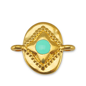 Colgantes met&aacute;licos DQ entrepieza &oacute;valo Veraman Azul-Dorado (sin n&iacute;quel)