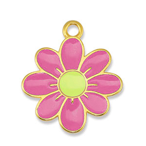 Colgantes met&aacute;licos DQ flor Rosa-Amarillo lim&oacute;n-Dorado (sin n&iacute;quel)