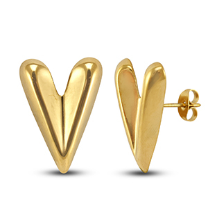 Pendientes Acero Inox coraz&oacute;n Dorado