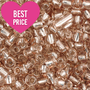 Rocalla cristal 6/0 (4mm) Beige claro s&eacute;mola con revestimiento plateado