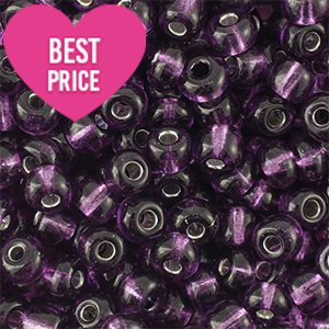 Rocalla cristal 12/0 (2mm) P&uacute;rpura con revestimiento plateado