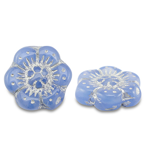 Abalorios Checos boho flower 14mm Azul-plata