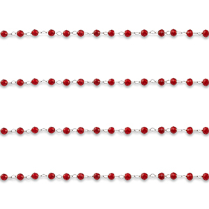 Fornituras Acero Inox cadena jasseron redondos Plata-rojo