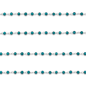 Fornituras Acero Inox cadena jasseron redondos Plata-azul turqueza