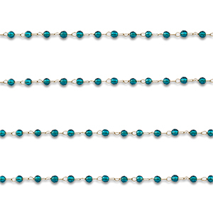 Fornituras Acero Inox cadena jasseron redondos Dorado-azul turqueza