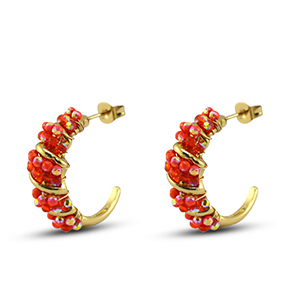 Pendientes faceteados espiral Naranja c&aacute;lida AB-Naranja c&aacute;lida transparente AB-dorado