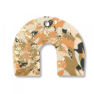 Colgantes de pol&iacute;meros arco Marr&oacute;n-rosa-blanco-dorado