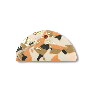 Colgantes de pol&iacute;meros semi-redondo Marr&oacute;n-rosa-blanco-dorado