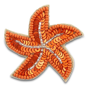 Broches estrella de mar Naranja-transparente con revestimiento plateado