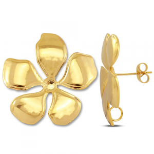 Fornituras Acero Inox pendientes flor con anilla Dorado