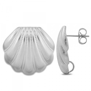 Fornituras Acero Inox pendientes conchas con anilla Plateado