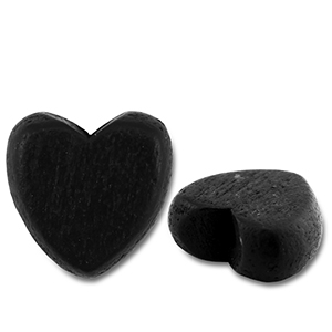 Abalorios de madera coraz&oacute;n Negro
