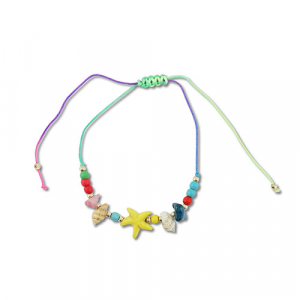 Pulsera tobillera trendy abalorios mixtas Multicolor-dorado