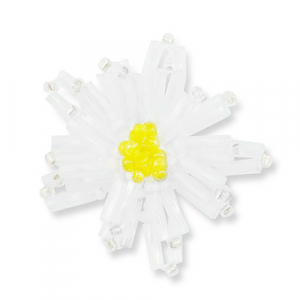 Colgantes de abalorios de cristal flor Transparente blanco-transparente amarillo-blanco