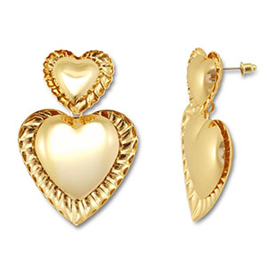Pendientes trendy coraz&oacute;n Dorado