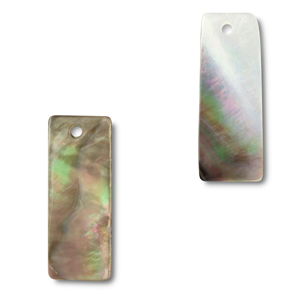 Colgantes concha rect&aacute;ngulo Blanco (color natural)-marr&oacute;n