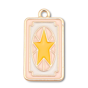 Colgantes met&aacute;licos esmalte carta con estrella Dorado-rosa claro-blanco-amarillo