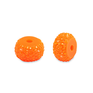 Abalorios de resina rondeles 12mm Naranja ne&oacute;n