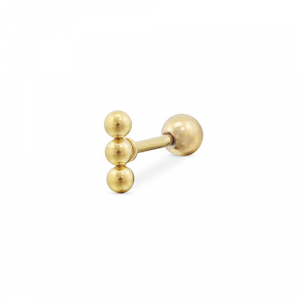 Piercing oreja Acero Inox con bolas Dorado