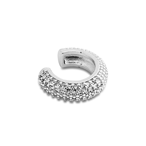 Pendientes ear cuff Acero Inox con zirc&oacute;n Plateado-cristal