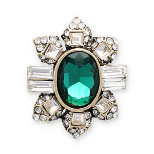 Broches &oacute;valo Dorado-verde-transparente