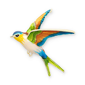 Broches golondrina Dorado-verde-naranja-azul