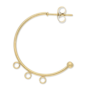 Fornituras Acero Inox pendientes criolla con 3 anillos Dorado