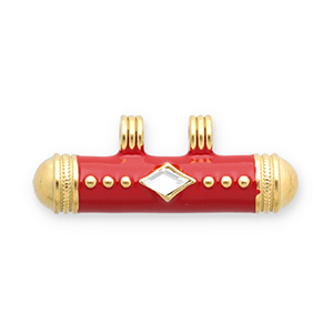 Message bead colgantes Acero Inox Dorado-rojo-transparente