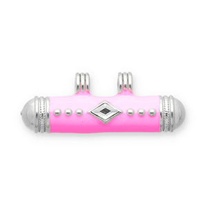Message bead colgantes Acero Inox Plateado-rosa-transparente