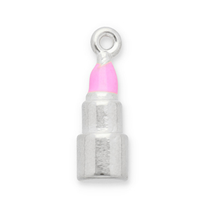 Colgantes Acero Inox l&aacute;piz labial Plateado-rosa