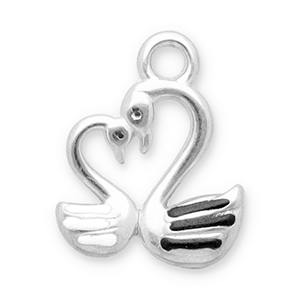 Colgantes Acero Inox cisne Plateado-negro-blanco