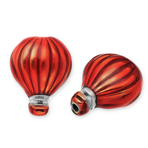 Abalorios Acero Inox globo aerost&aacute;tico Plateado-rojo