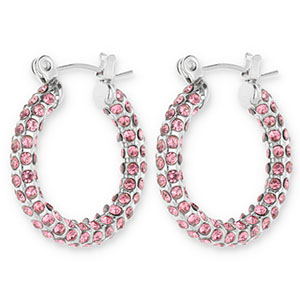 Pendientes Acero Inox criollas con strass Plateado-rosa