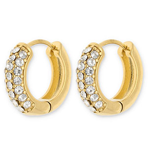 Pendientes Acero Inox criollas con strass Dorado-transparente