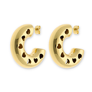 Pendientes Acero Inox con corazones Dorado