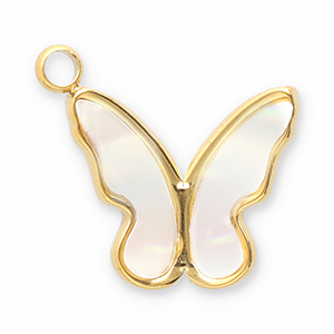 Colgantes Acero Inox concha mariposa Dorado-blanco
