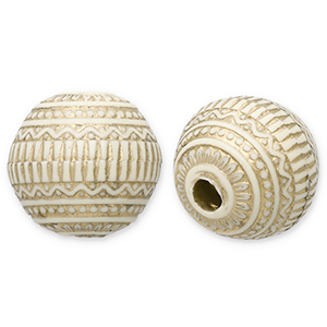 Abalorios acr&iacute;licos redondos Blancuzco-dorado