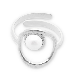 Anillos Acero Inox perlas Plateado-blanco