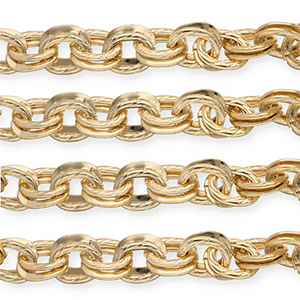 Fornituras aluminio cadena jasseron anclaje de eslab&oacute;n doble Dorado