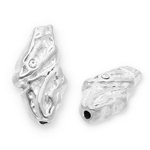 Abalorios Acero Inox irregular con strass Plateado-transparente