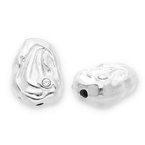 Abalorios Acero Inox &oacute;valo con strass Plateado-transparente