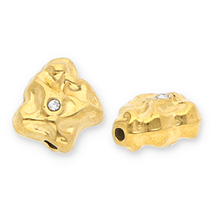 Abalorios Acero Inox irregular con strass Dorado-transparente