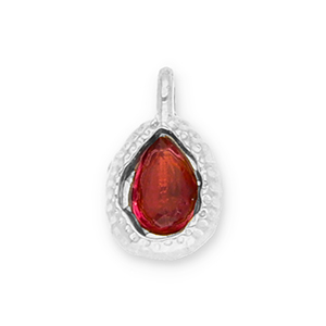 Colgantes Acero Inox gota con faceta Plateado-rojo