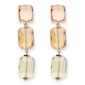 Pendientes de Cristal rect&aacute;ngulo Rosa-naranja &aacute;mbar-beige arena