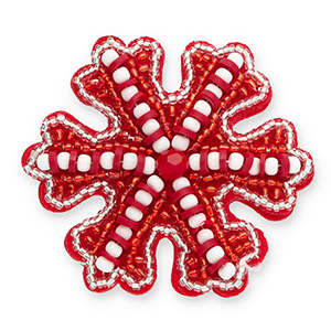Broches copo de nieve Rojo-blanco-plateado